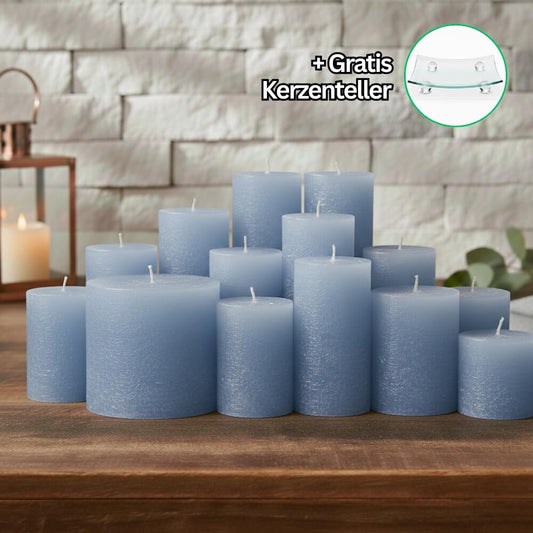 Rustik Kerzenset Azurblau 4,5kg