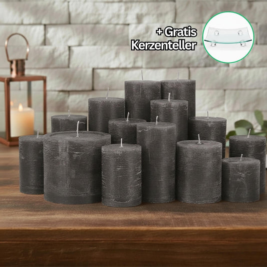 Rustik Kerzenset Grau 4,5kg   (Dunkelgrau?)
