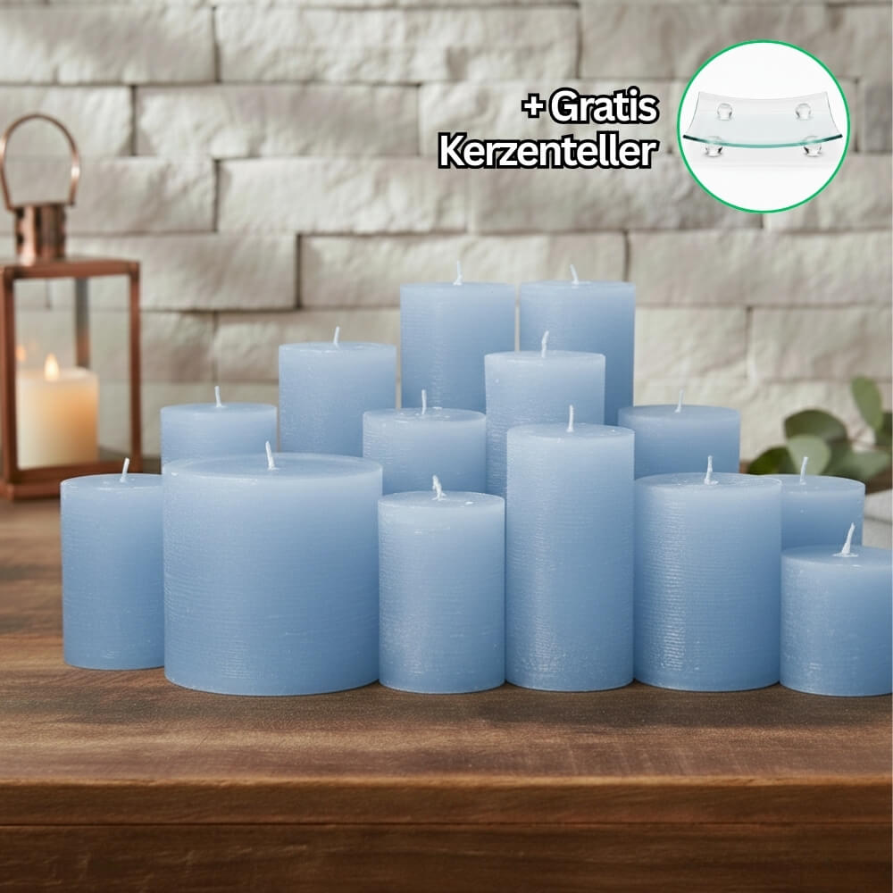 Rustik Kerzenset Hellblau 4,5kg