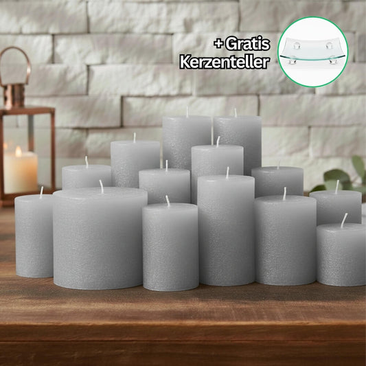 Rustik Kerzenset Hellgrau 4,5kg
