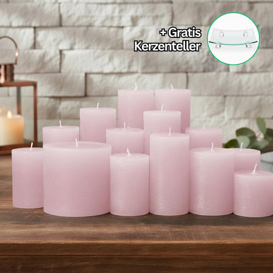Rustik Kerzenset Hellrosa 4,5kg