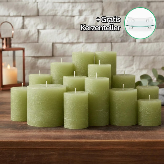 Rustik Kerzenset Lindgrün 4,5kg