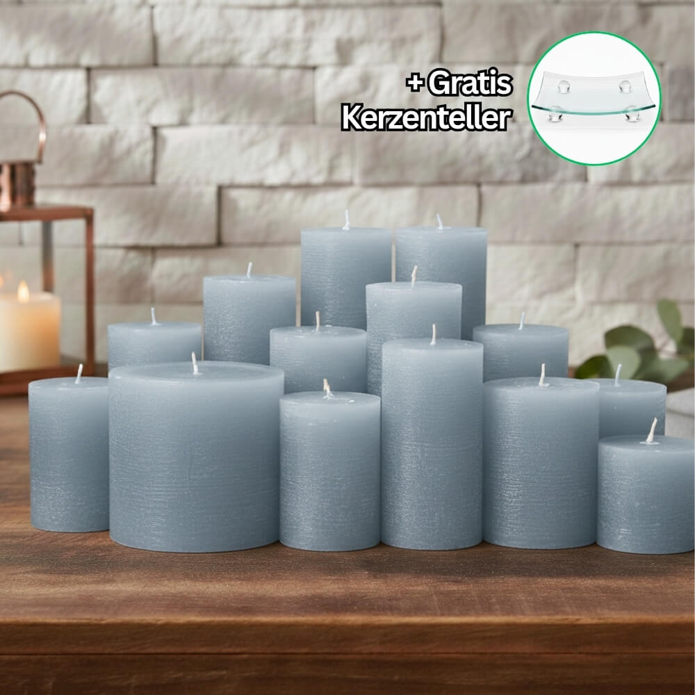 Rustik Kerzenset Taubenblau 4,5kg